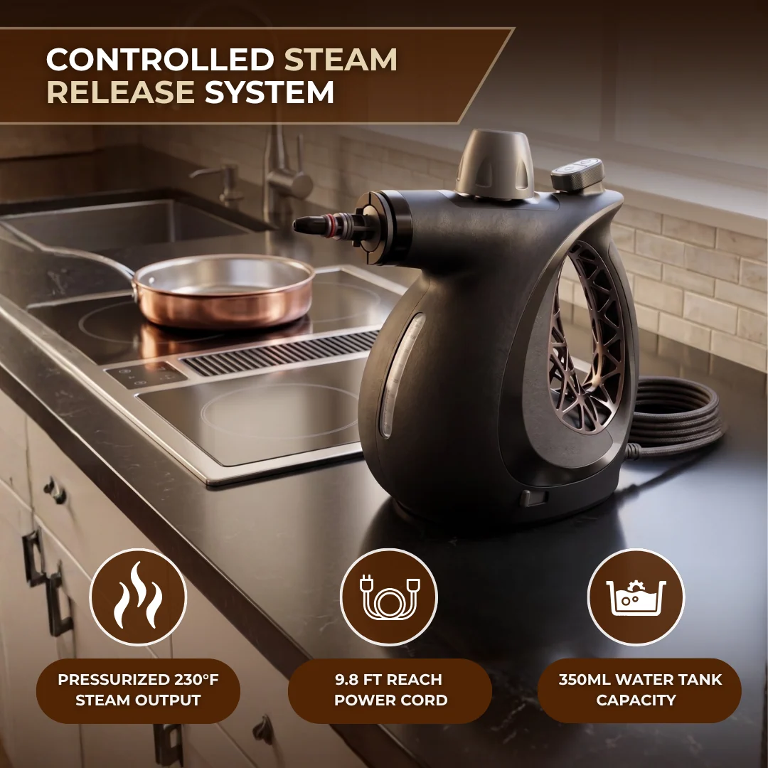 Pressurized Handheld Steam Cleaner with Multi-Piece Accessory Kit