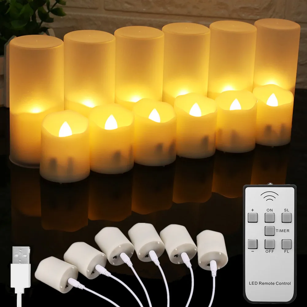 Set of 6 Rechargeable LED Candles with Timer Function - Image 15