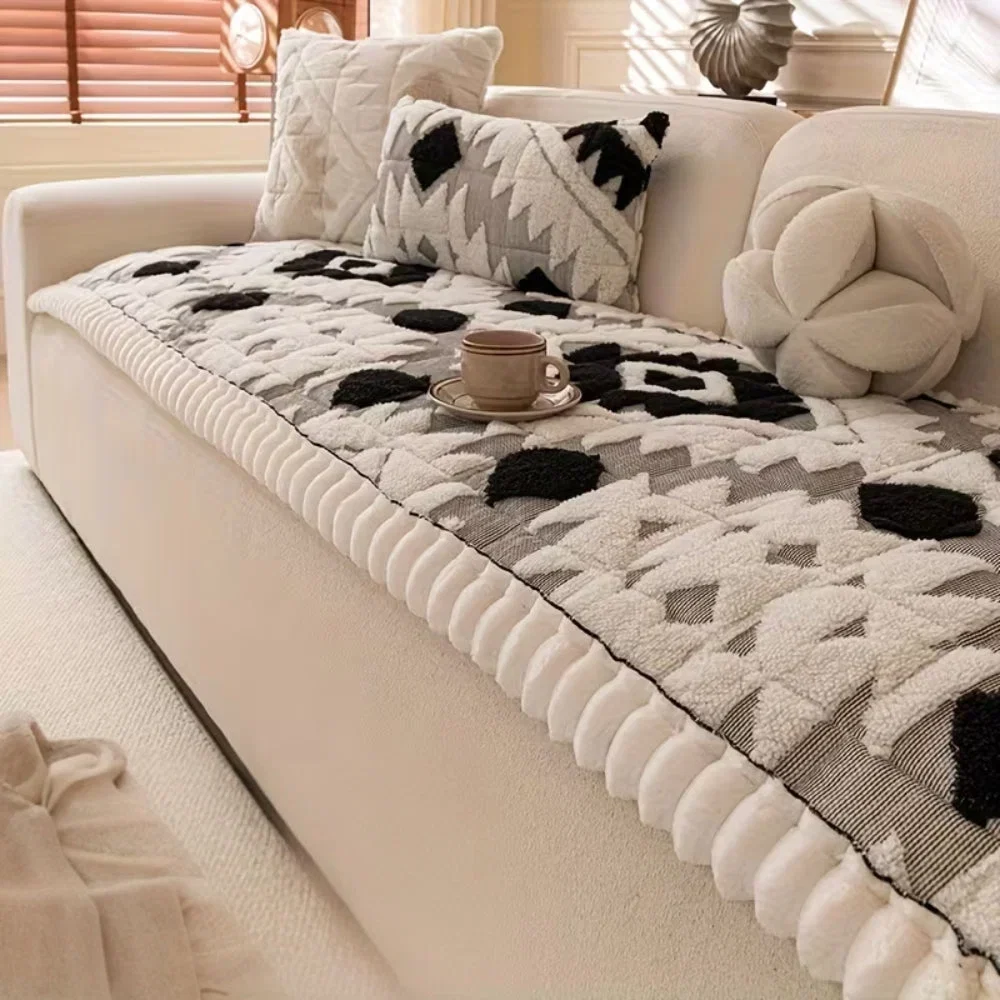 Sofa Cover Thick Quilted Plush Anti-Slip Backing Pet-Friendly