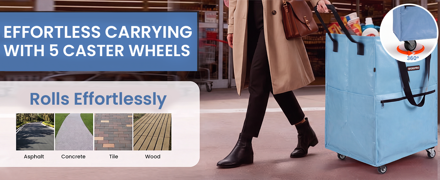 WORKPRO Reusable Grocery Bag on Wheels