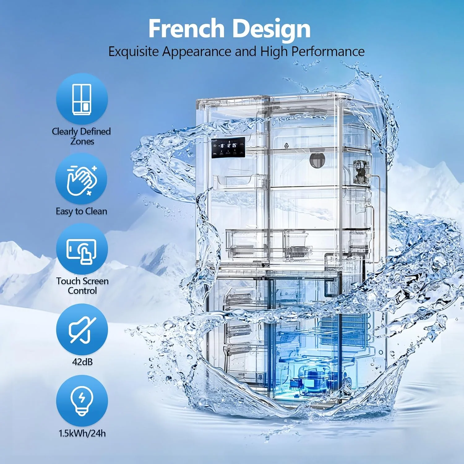 21.36 Cu.Ft French Door Refrigerators with Bottom Freezer 68605RLR0