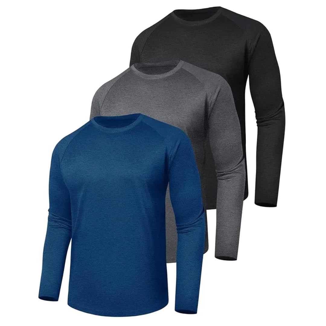3-Pack of Long Sleeve Shirts for Men, Stretchy Quick-Dry Material - Image 6