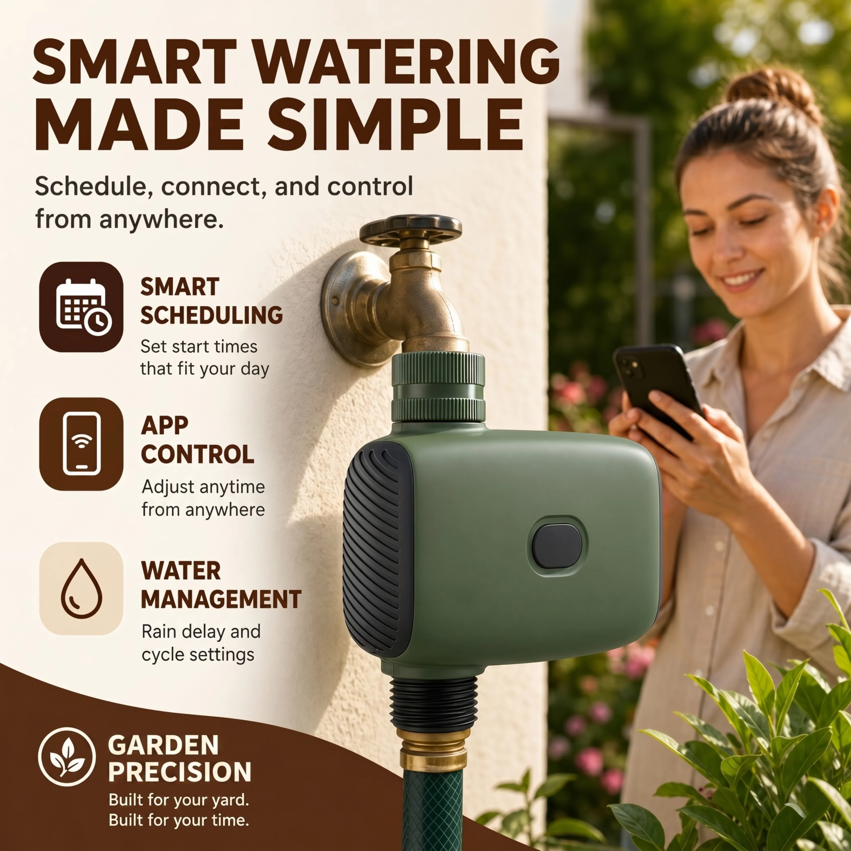 WiFi Hose Timer with Hub 2.4GHz Smart Valve for Garden Irrigation