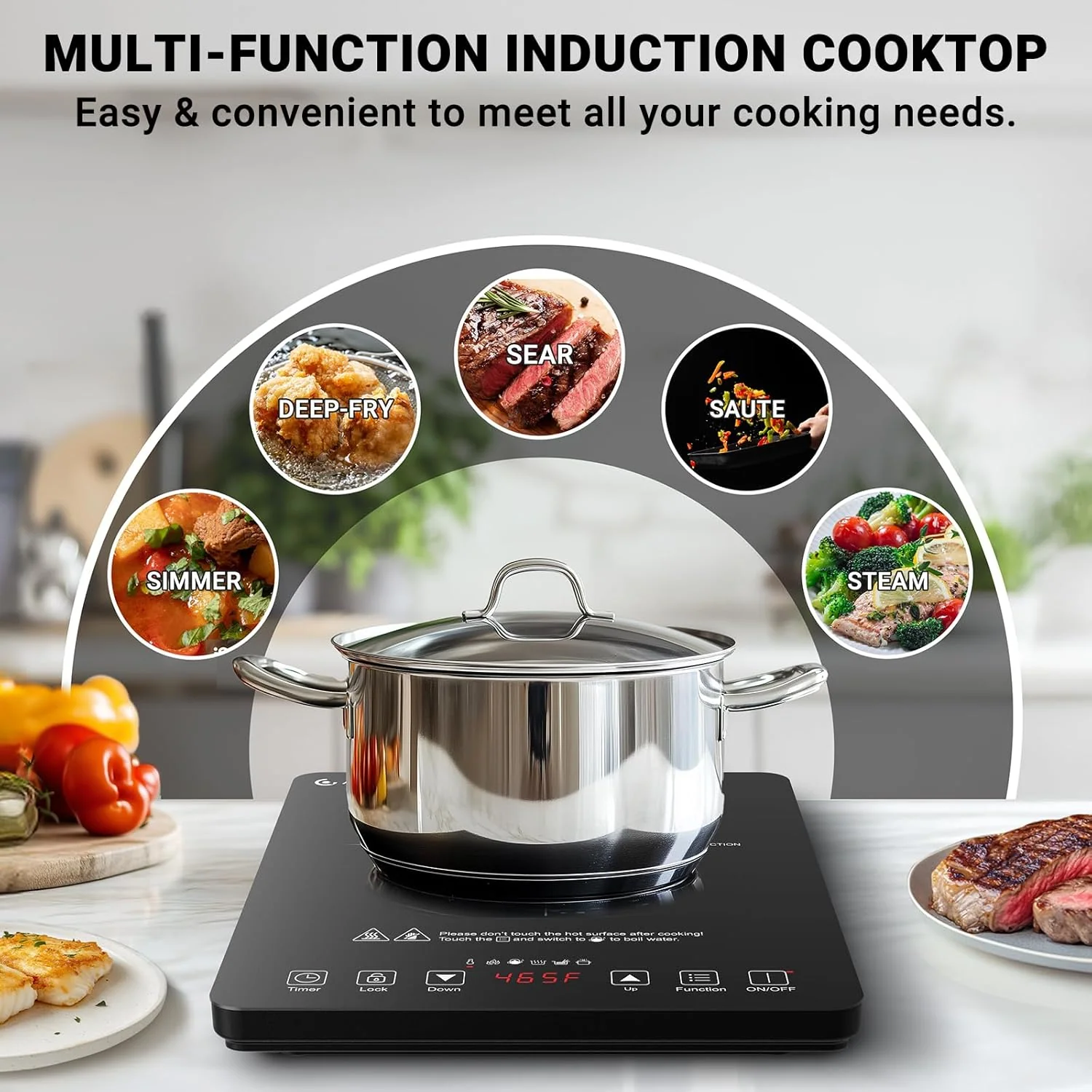 AMZCHEF 1800W Portable Induction Cooktop with Timer 3
