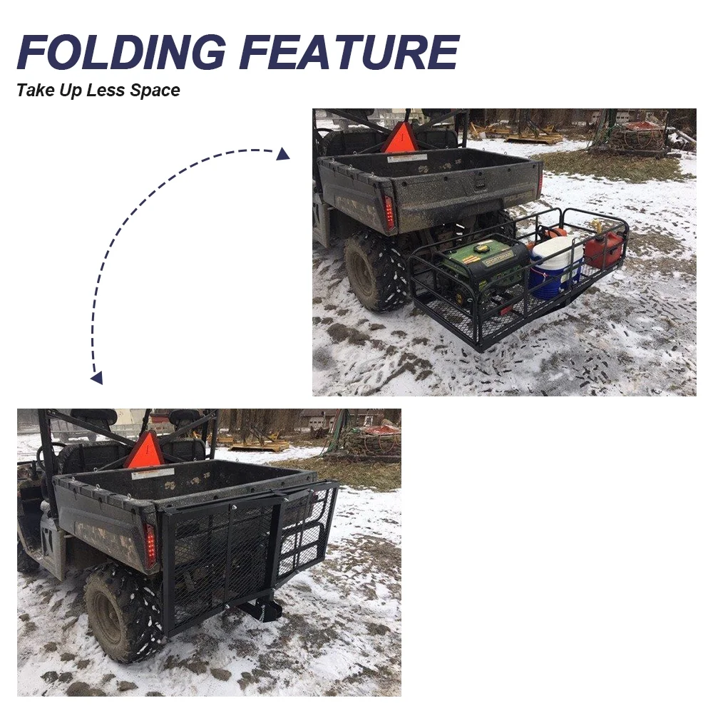 Kojem 500 Lbs Hitch Mount Cargo Carrier 60" x 24" x 14" Folding Cargo Rack Rear Luggage Basket Fits 2" Receiver for Car SUV Camping Traveling - Image 5