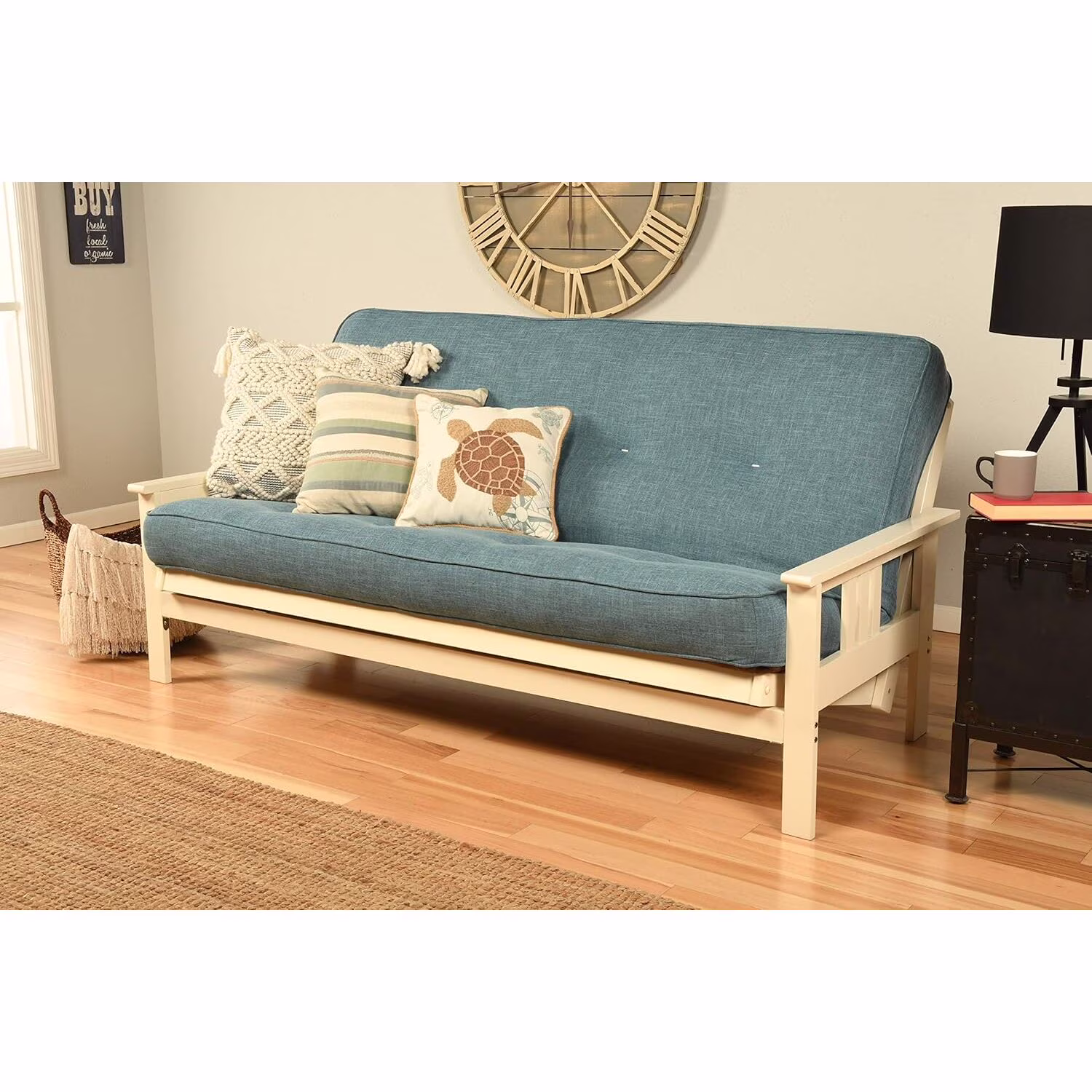 Homestock African Artifacts Full Size Futon Frame Set with Mattress, Easily Converts to Bed, Versatile Design Futon Frame for All Spaces, 33"H x 79"L x 37"D-Color:Linen Charcoal,Size:Barbados - Image 53