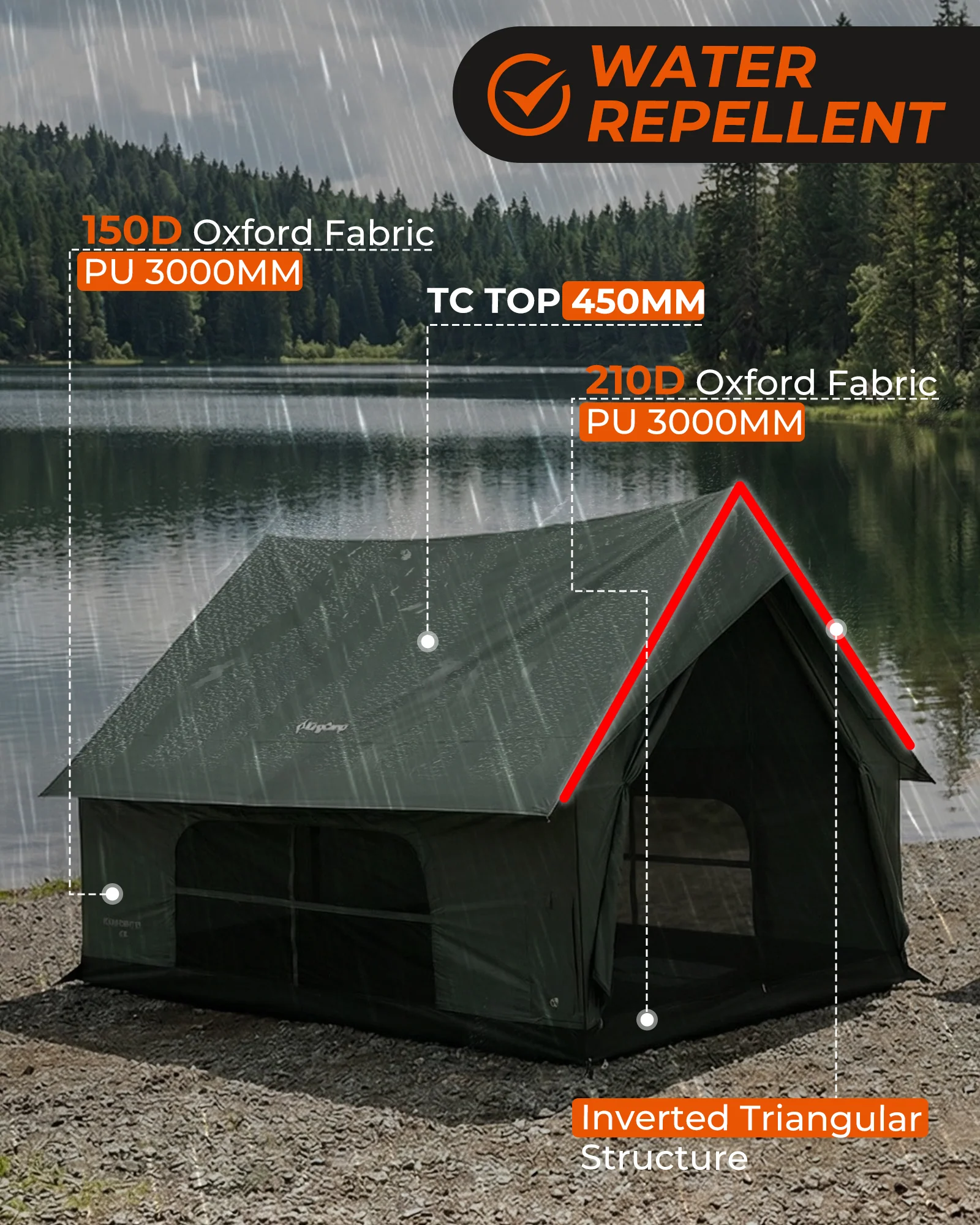 KingCamp MOUNTAIN IN C5 Cabin Tent with Stove Jack & AC Port