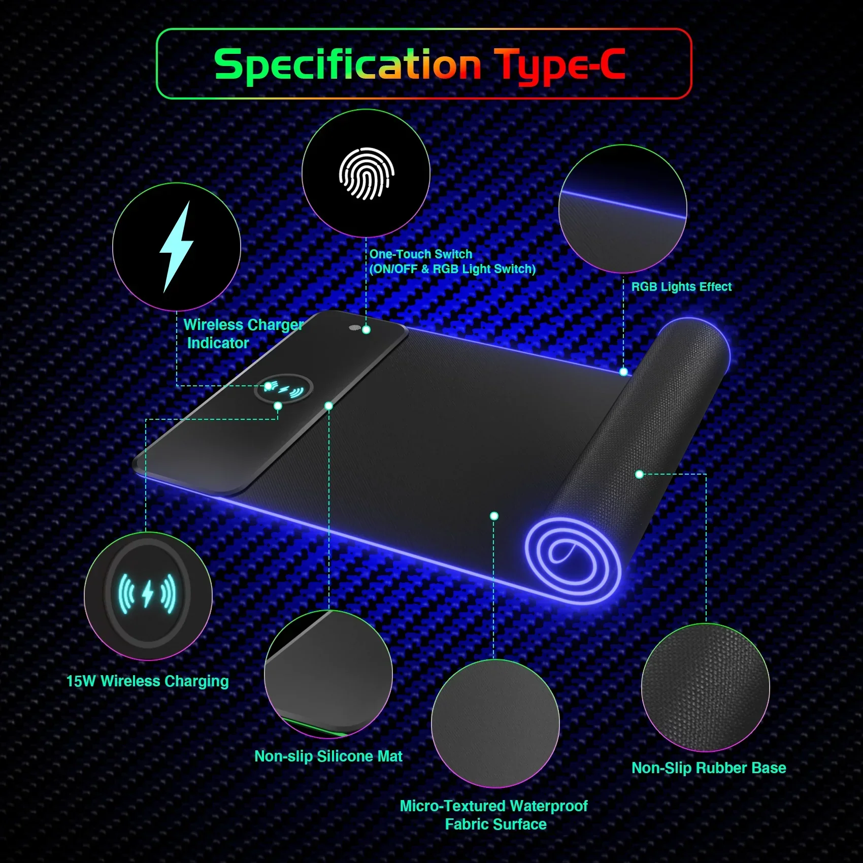 RGB Wireless Gaming Mouse Pad with Neon Lighting - Image 3
