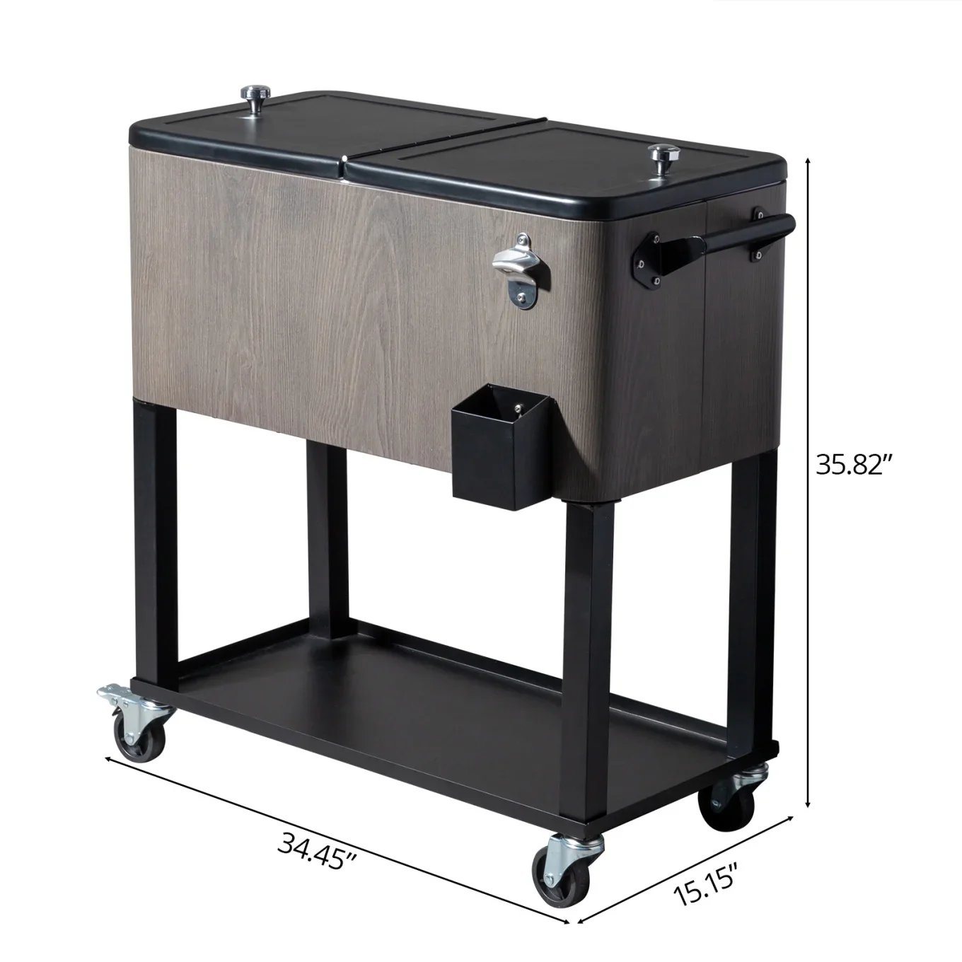 80Qt All-In-One Cooler Cart With Bottle Opener, Lower Storage Shelf and Cap Catcher, Outdoor Party Rolling Cooler With Lockable Wheels For Pool Side, Patio, Balcony, Mint(33.07 x 15.16 x 35.83)" - Image 31