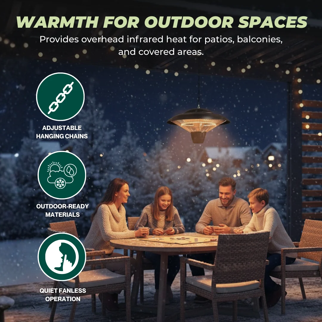 1500W Hanging Infrared Patio Heater with Chains for Outdoor Use