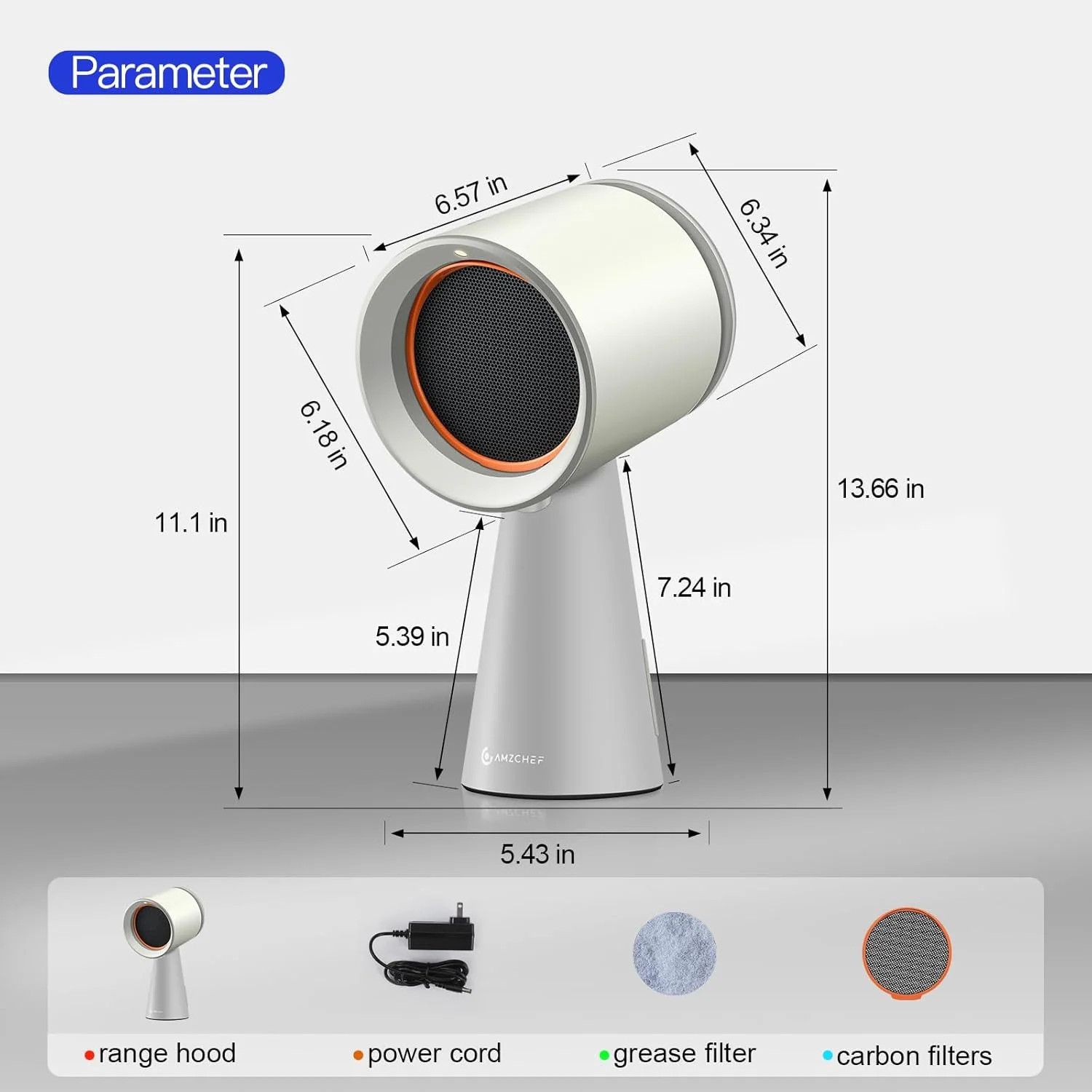 AMZCHEF Mini Portable Range Hood with 3 Speed Adjustment White 3