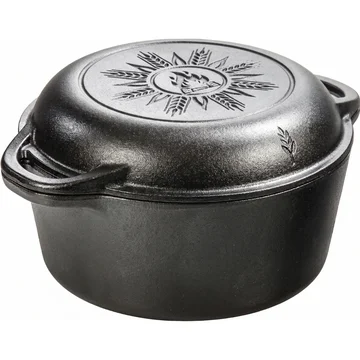 Double Dutch Oven Combo with Skillet Lid - 5 Quart Cast Iron