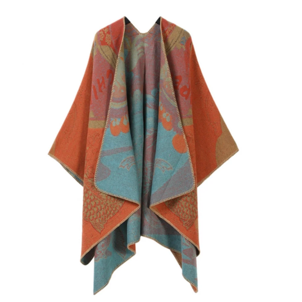 Poncho Oversized Reversible Ultra-Soft Faux Cashmere - Image 6