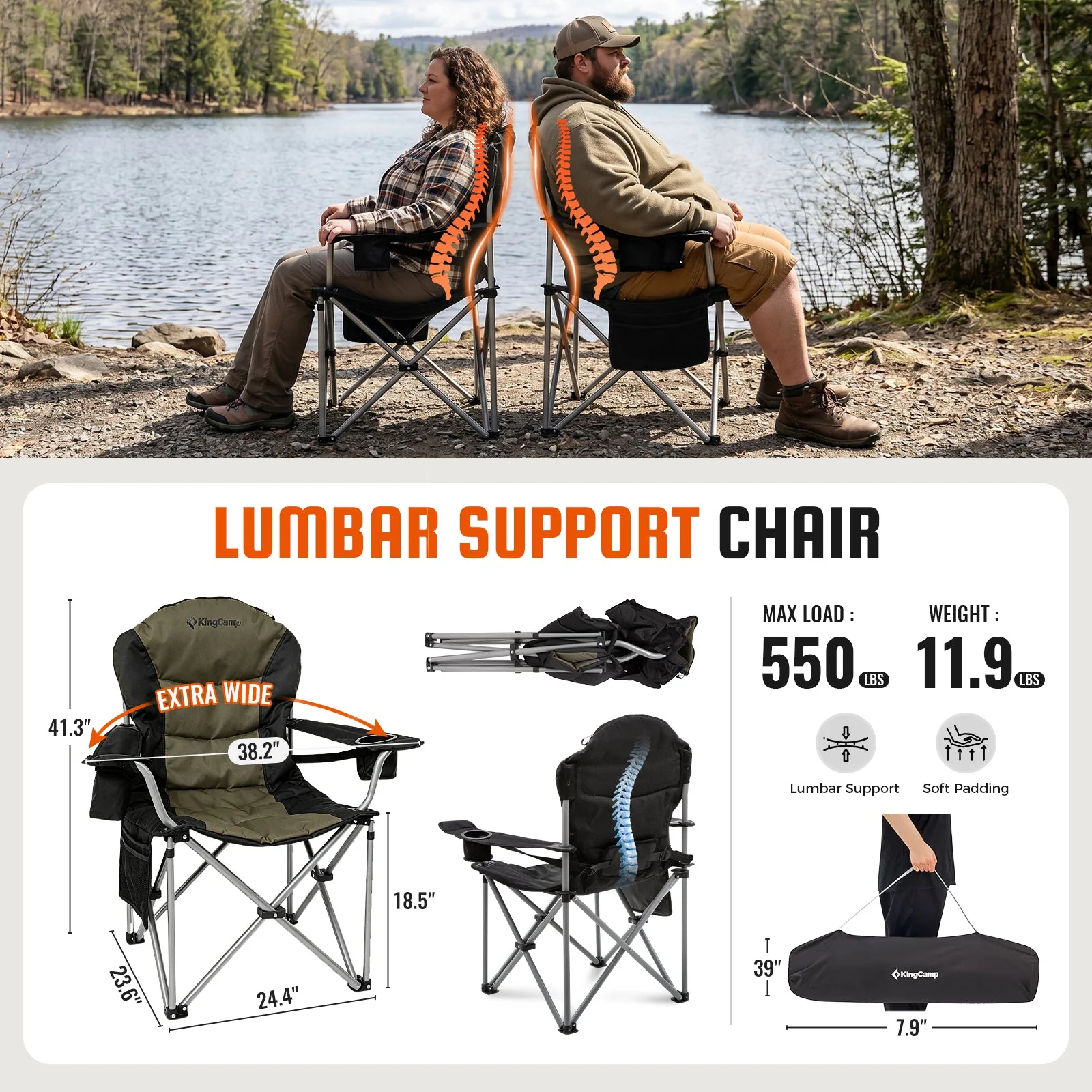 KingCamp Lumbar Support Oversized Camping Chair - Image 73