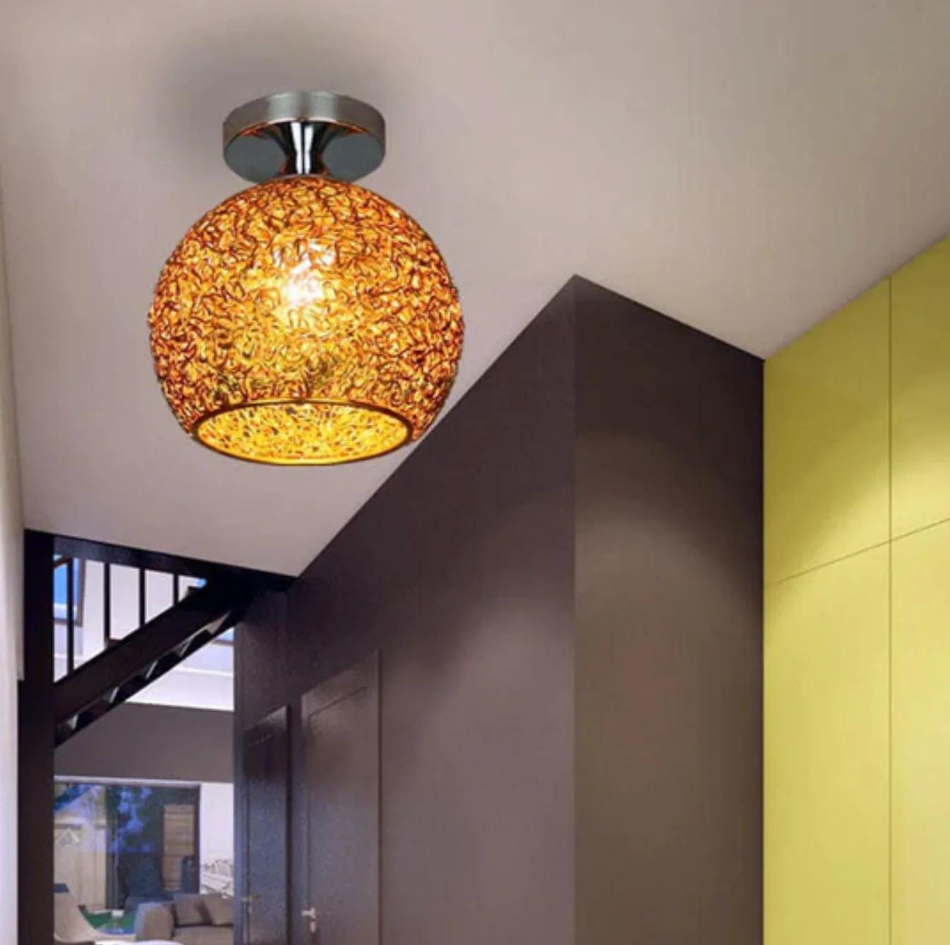 Stylish Ceiling Light Fixture with Open Sphere Design - Image 10