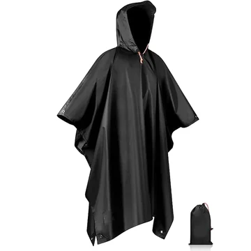 Versatile Hooded Rain Poncho with Carrying Pouch