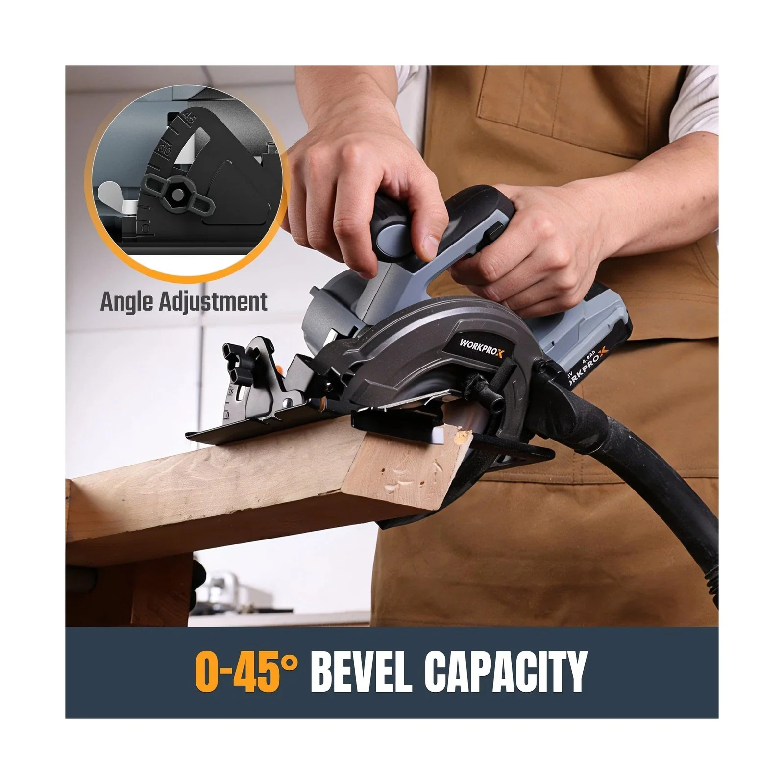 WORKPROX 20V Brushless Cordless Circular Saw 6-1/2", 5500RPM Power Saw for Wood & PVC Cutting - Image 4