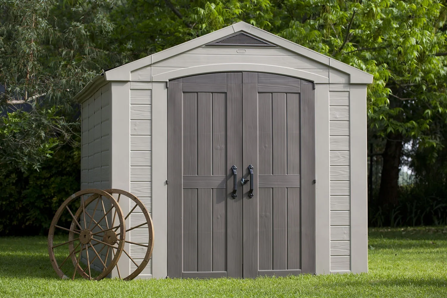 Keter Factor 8 x 11 Foot All Weather Resin Outdoor Storage Shed, Taupe - Image 7