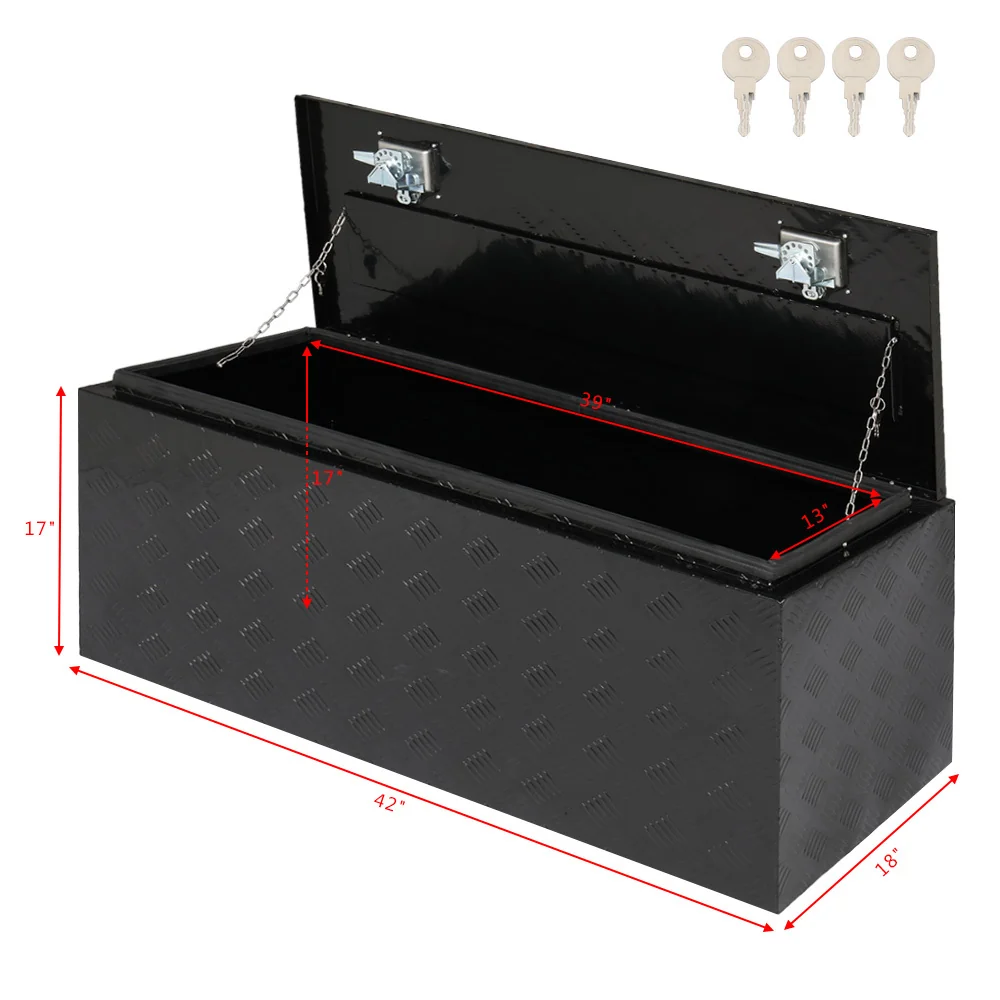 IVV Aluminum Truck Trailer Tool Box Pickup Underbody Truck Bed Storage Toolbox RV Trailer Organizer with T-Handle Latch Dual Lock Keys - Black, 42"L x 18"W x 17"H - Image 8