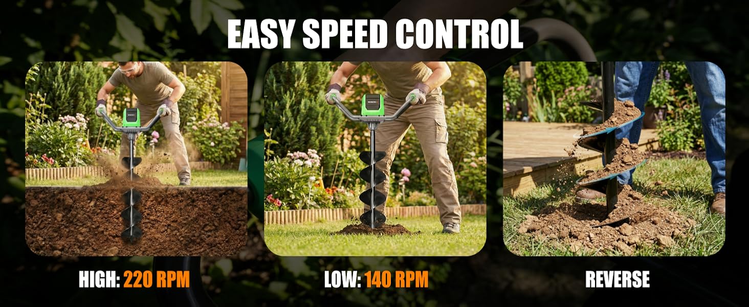 Garden auger tool with innovation and quality, high-quality speed control, secure and durable, in outdoor soil