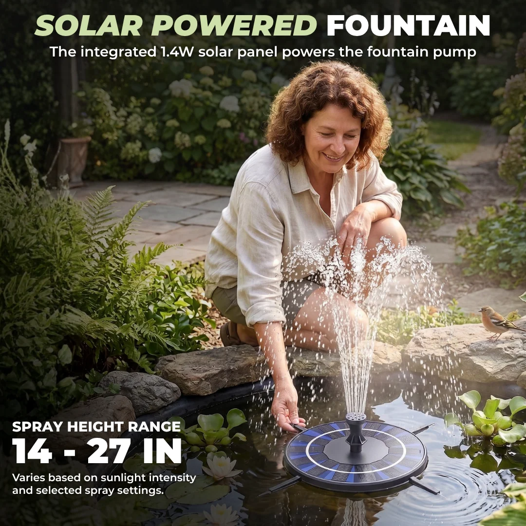1.4W Solar Bird Bath Fountain Pump with Adjustable Brackets