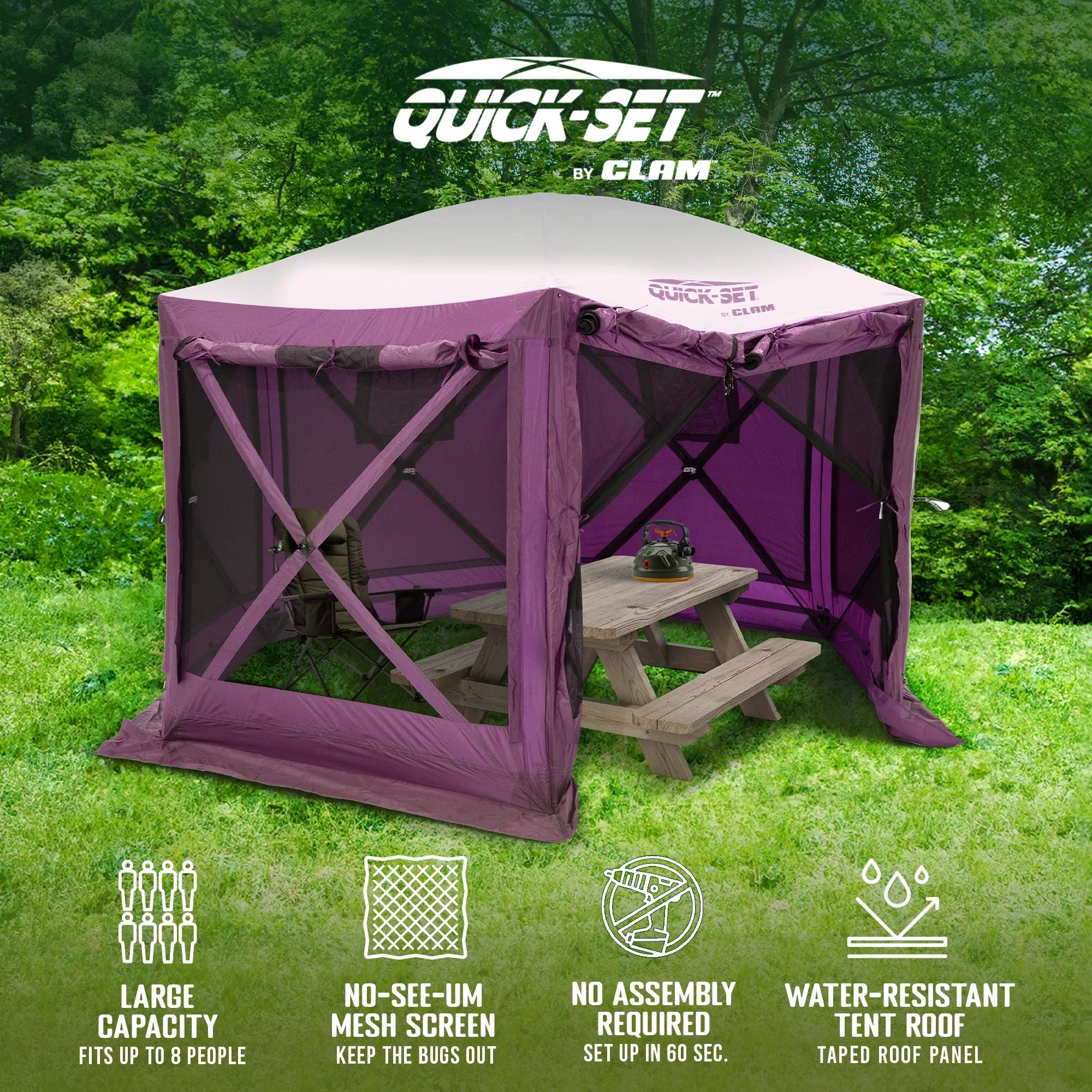 CLAM Quick-Set Pavilion 12.5 x 12.5' Portable Outdoor Canopy Shelter, Green - Image 24