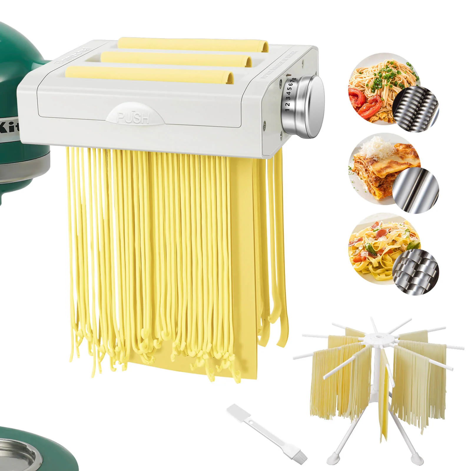 Amzchef 3-in-1 Pasta Maker Attachments Set for Kitchenaid Mixers 1