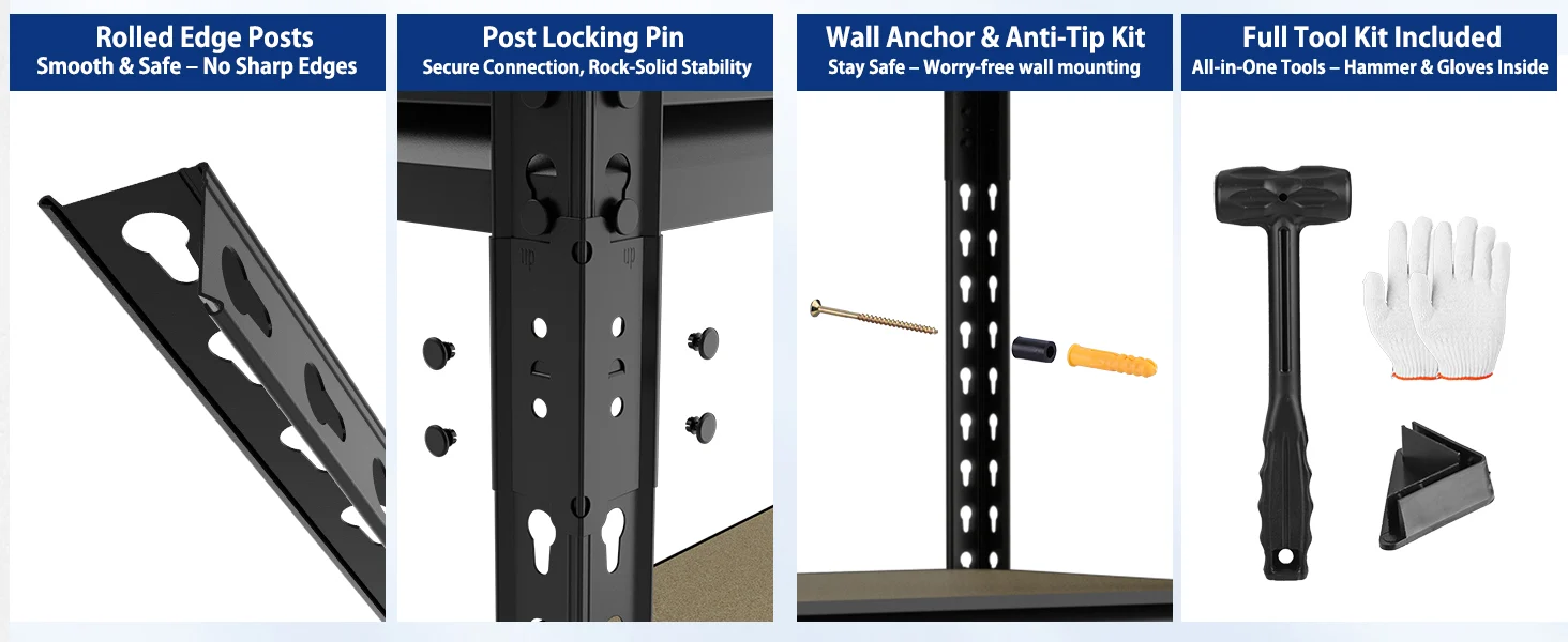 Wall mounting hardware kit with innovation and quality shown on packaging, including tools and gloves