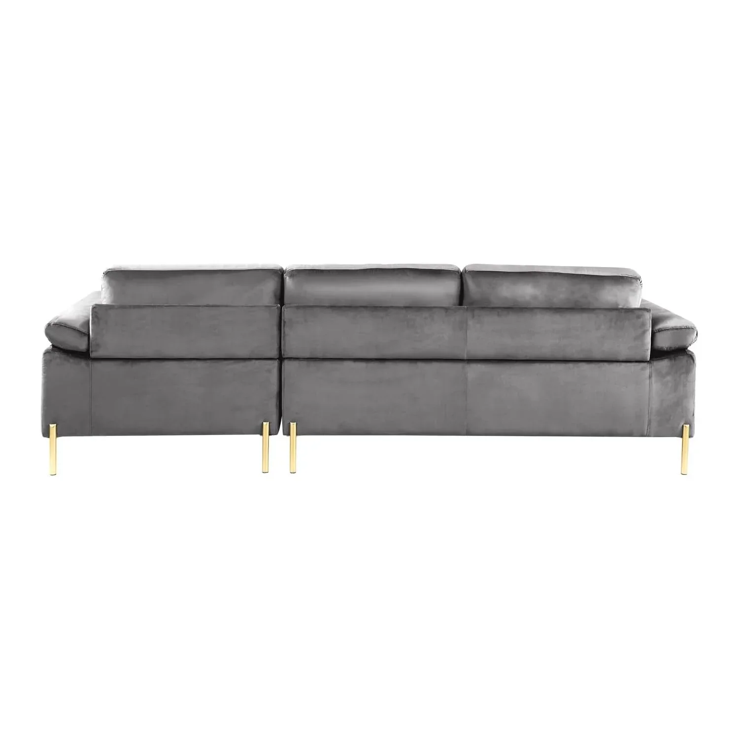 HomeStock Luxe Modern Velvet L-Shape Sectional Sofa with Square Padded Armrests, Solid Pattern Upholstery - 51.6"D x 101.2"W x 33.1"H, Comfortable and Stylish Seating for Living Room-Color:Gray/Gold - Image 11
