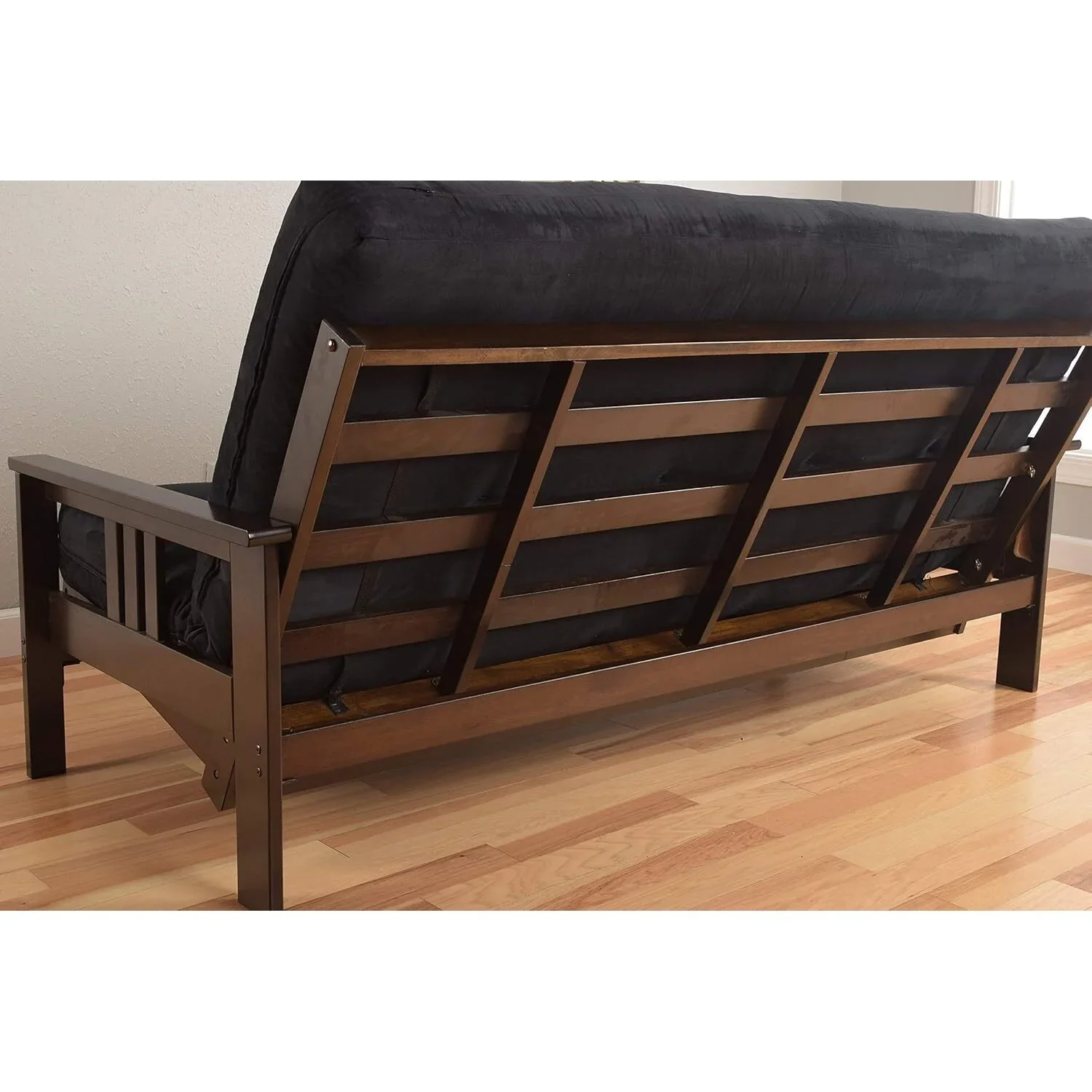 Homestock African Artifacts Full Size Futon Frame Set with Mattress, Easily Converts to Bed, Versatile Design Futon Frame for All Spaces, 33"H x 79"L x 37"D-Color:Linen Charcoal,Size:Barbados - Image 80