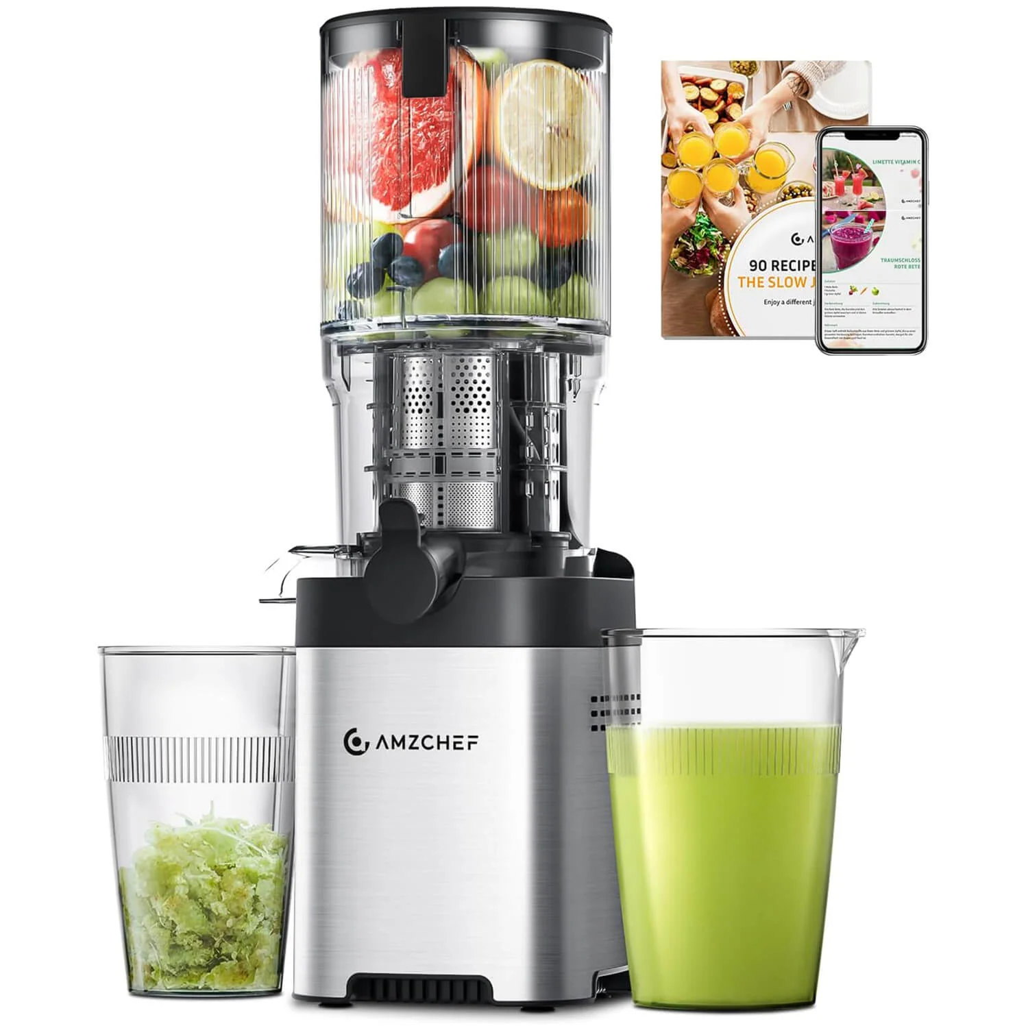 AMZCHEF Cold Press Juicer Machine with Large Feed Chute 1