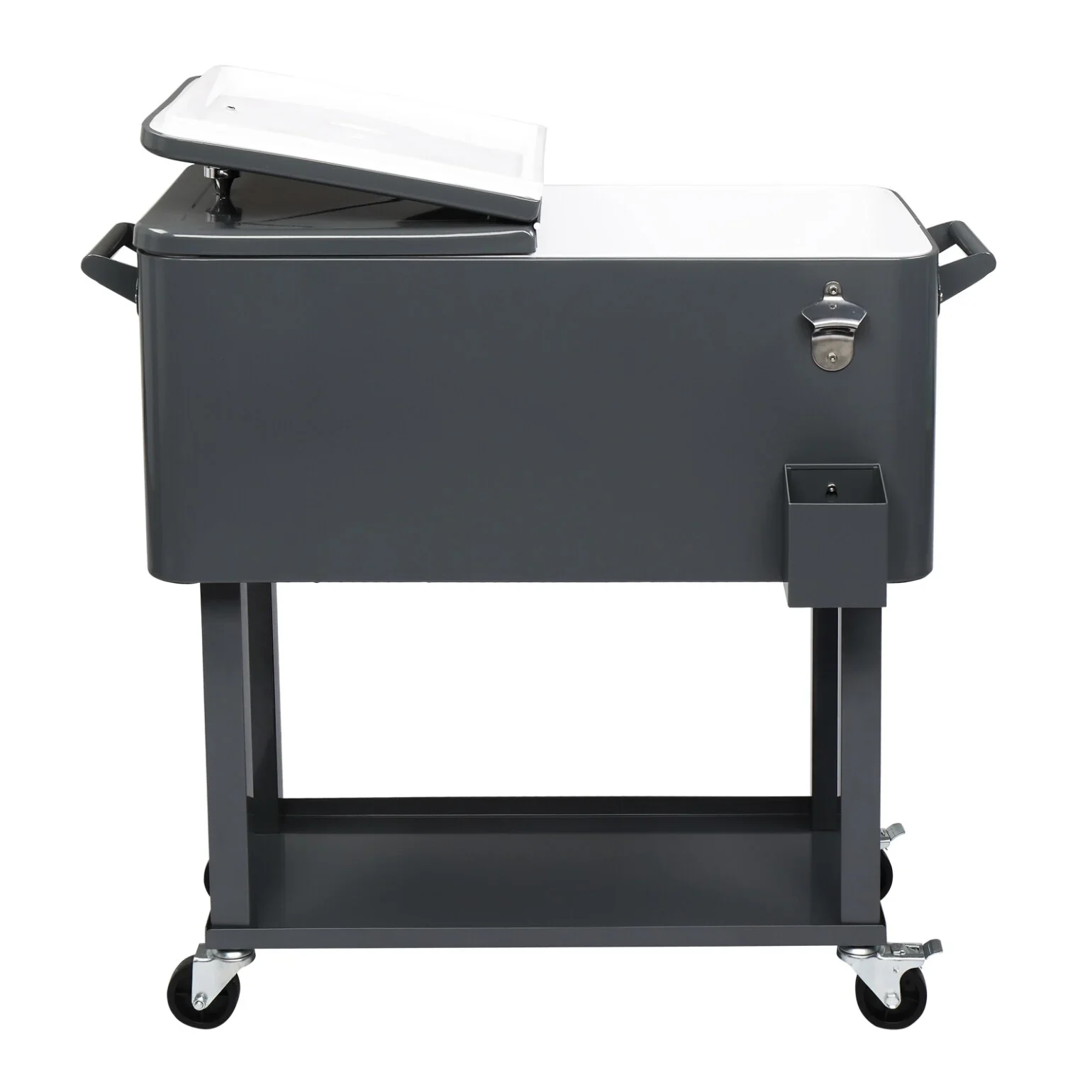 80Qt All-In-One Cooler Cart With Bottle Opener, Lower Storage Shelf and Cap Catcher, Outdoor Party Rolling Cooler With Lockable Wheels For Pool Side, Patio, Balcony, Mint(33.07 x 15.16 x 35.83)" - Image 39