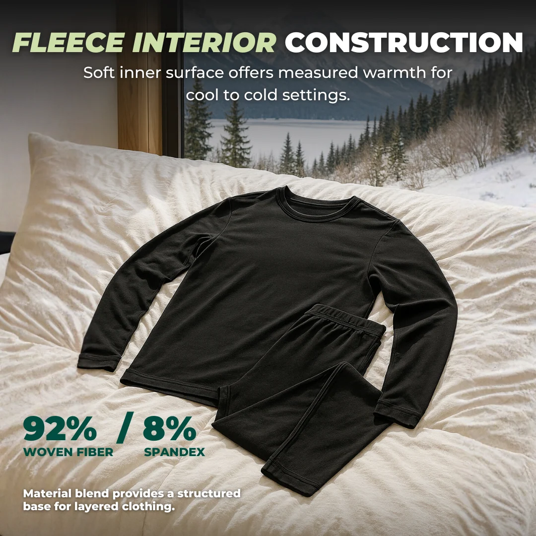 Men’s Fleece Lined Thermal Underwear Base Layer Top and Bottom Set