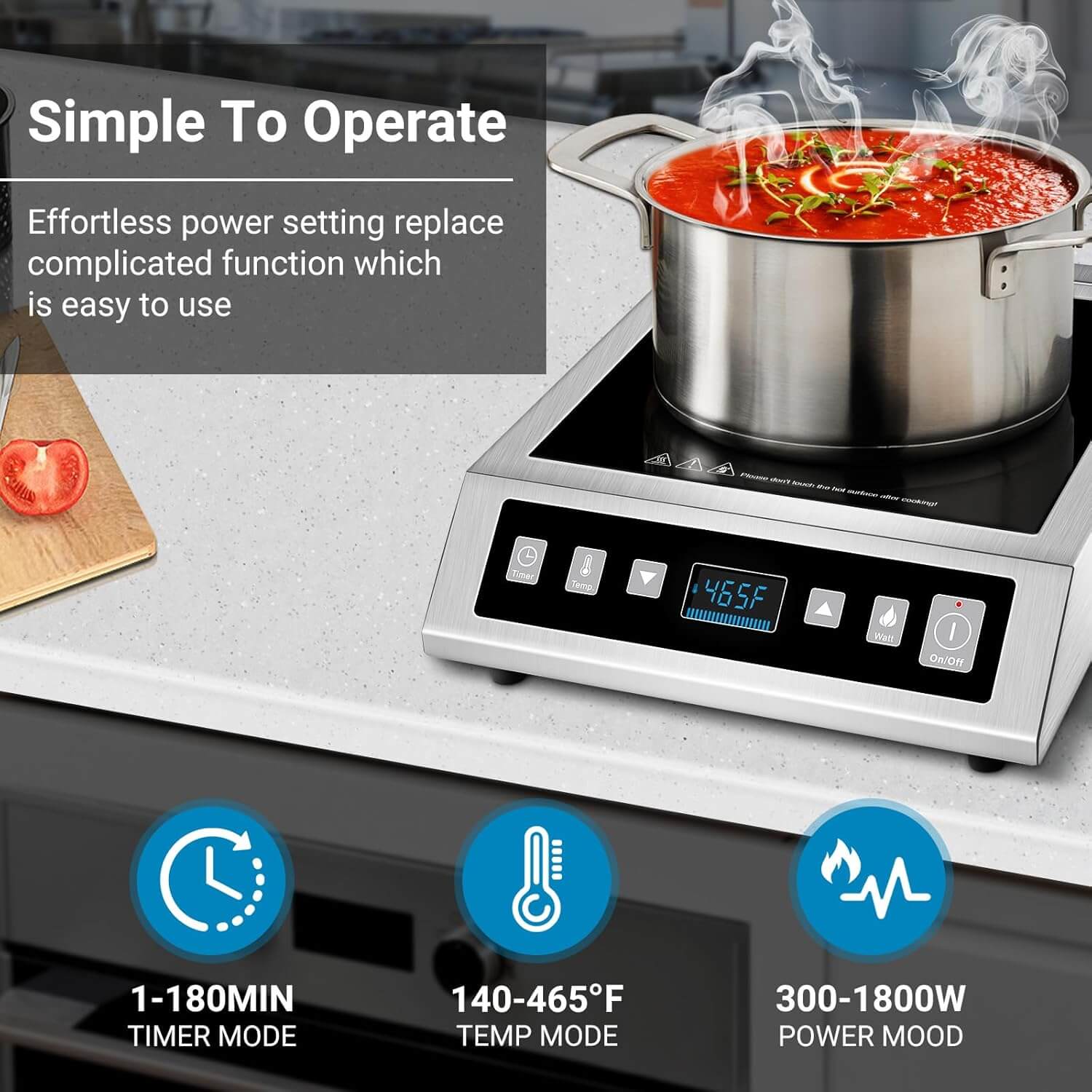 AMZCHEF Portable Induction Cooktop 1800W Countertop Commercial 3
