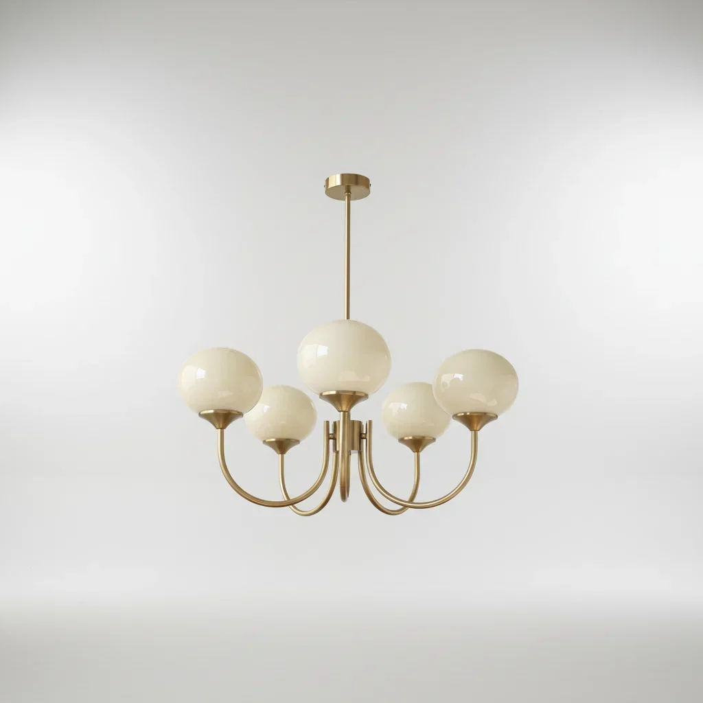 Elegant Pink Glass Ceiling Lamp with Gold Accents - Image 10