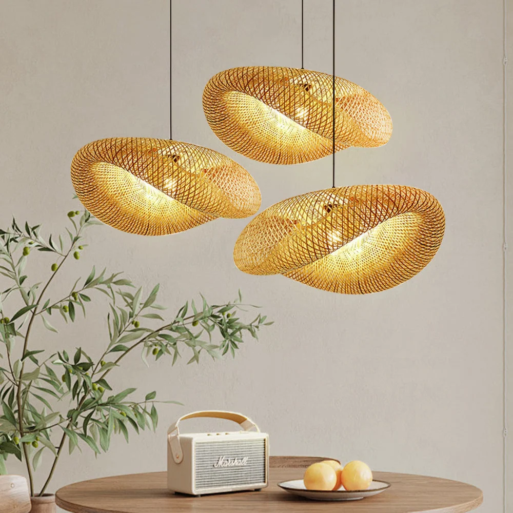 Stylish Bamboo Pendant Light with Adjustable Height