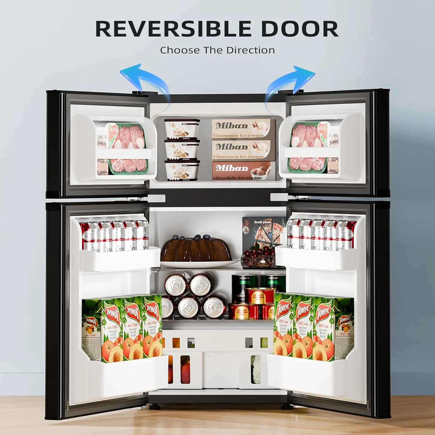 Kismile Mini Fridge 3.1Cu.Ft Compact Refrigerator 2-Doors Freezer - Image 7
