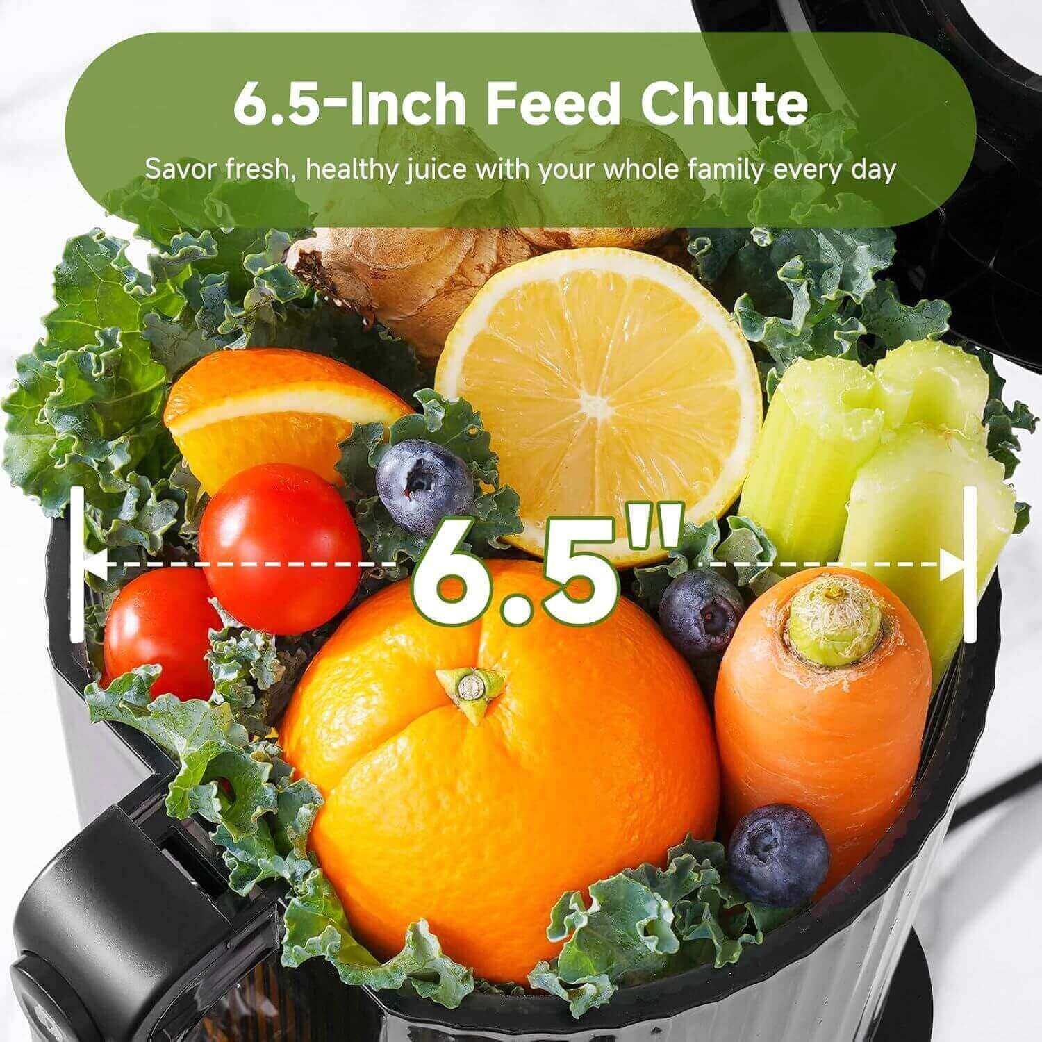 AMZCHEF Cold Press Juicer - 6.5" Whole Fruit Self-Feeding 4