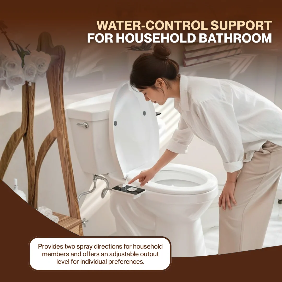 Dual Nozzle Toilet Bidet Attachment with Adjustable Water Pressure