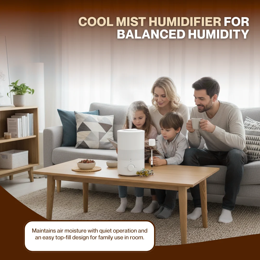 3L Ultrasonic Cool Mist Humidifier with Top-Fill and Diffuser
