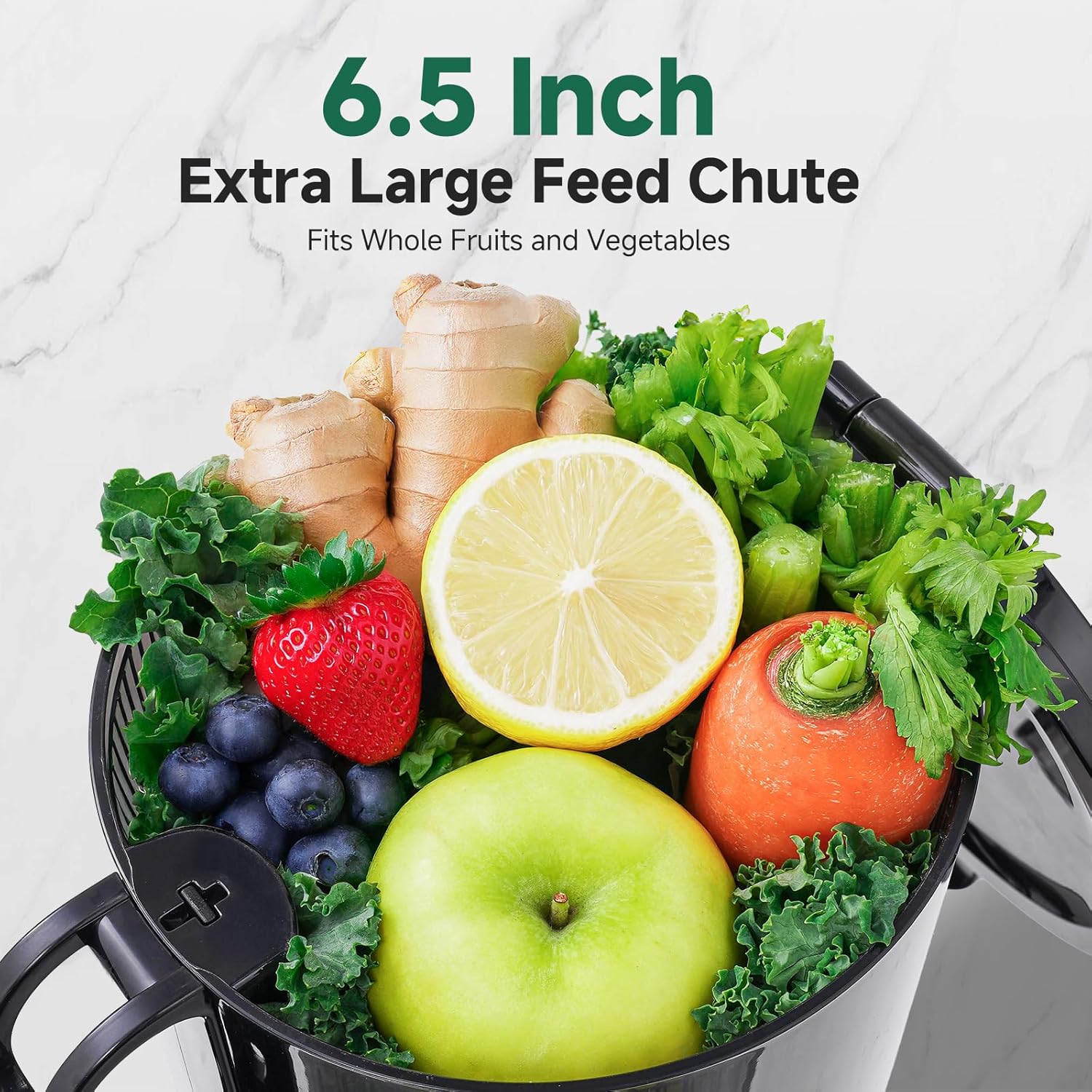 AMZCHEF Cold Press Juicer 2026 Upgraded with 6.5" Large Feed Chute for Whole Fruits 2