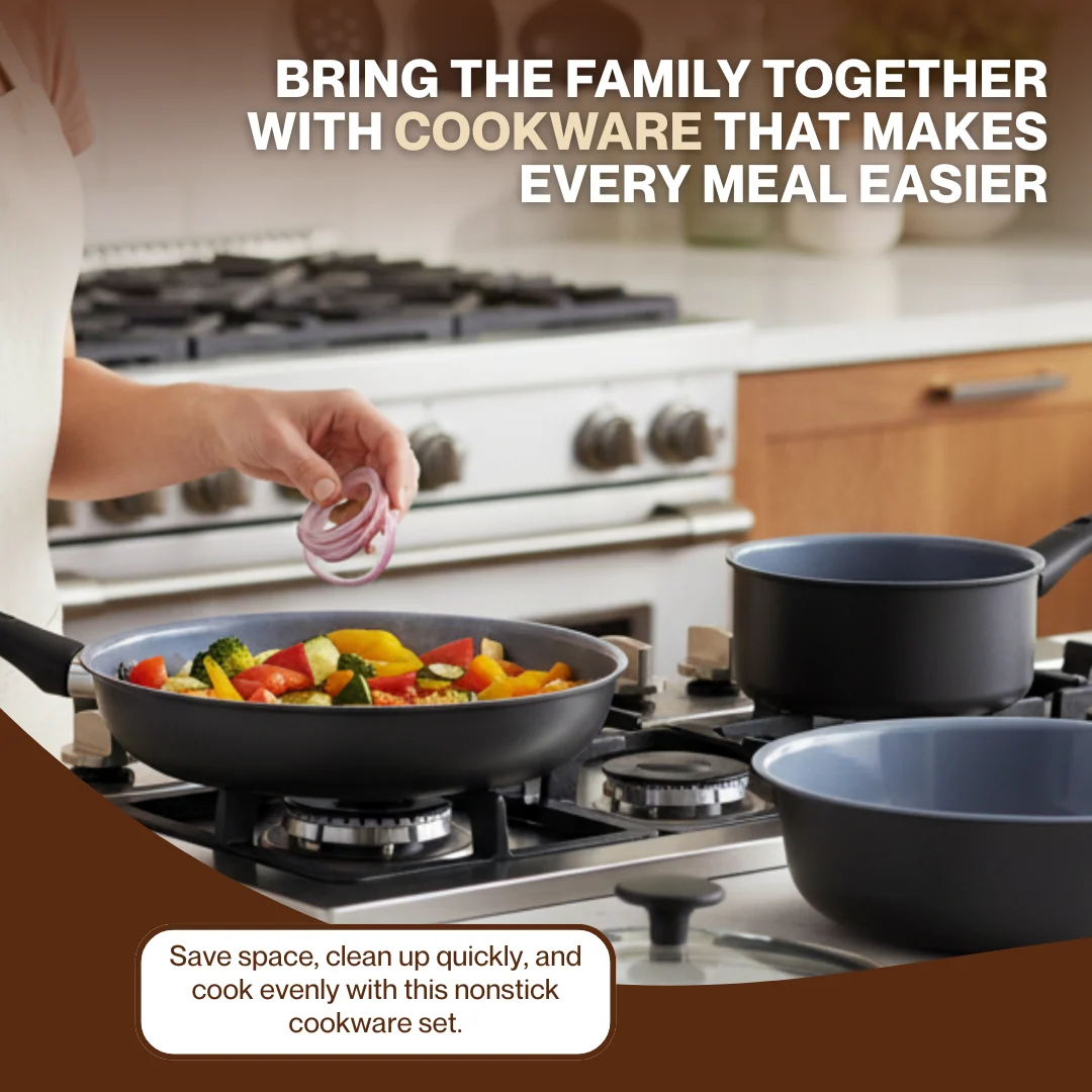 Granite Nonstick 19-Piece Cookware Set with Detachable Handles