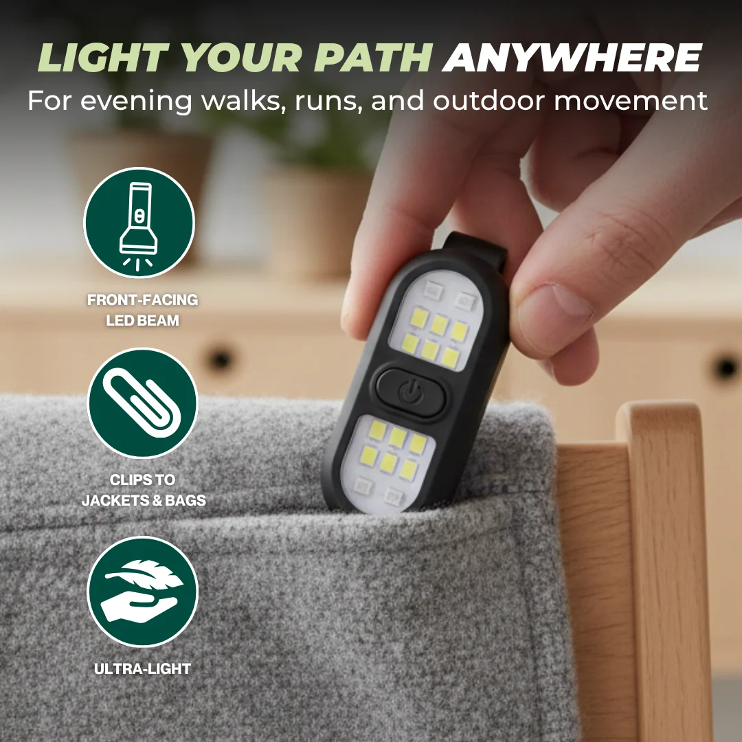 Clip On Rechargeable Running Lights for Night Walking and Hiking