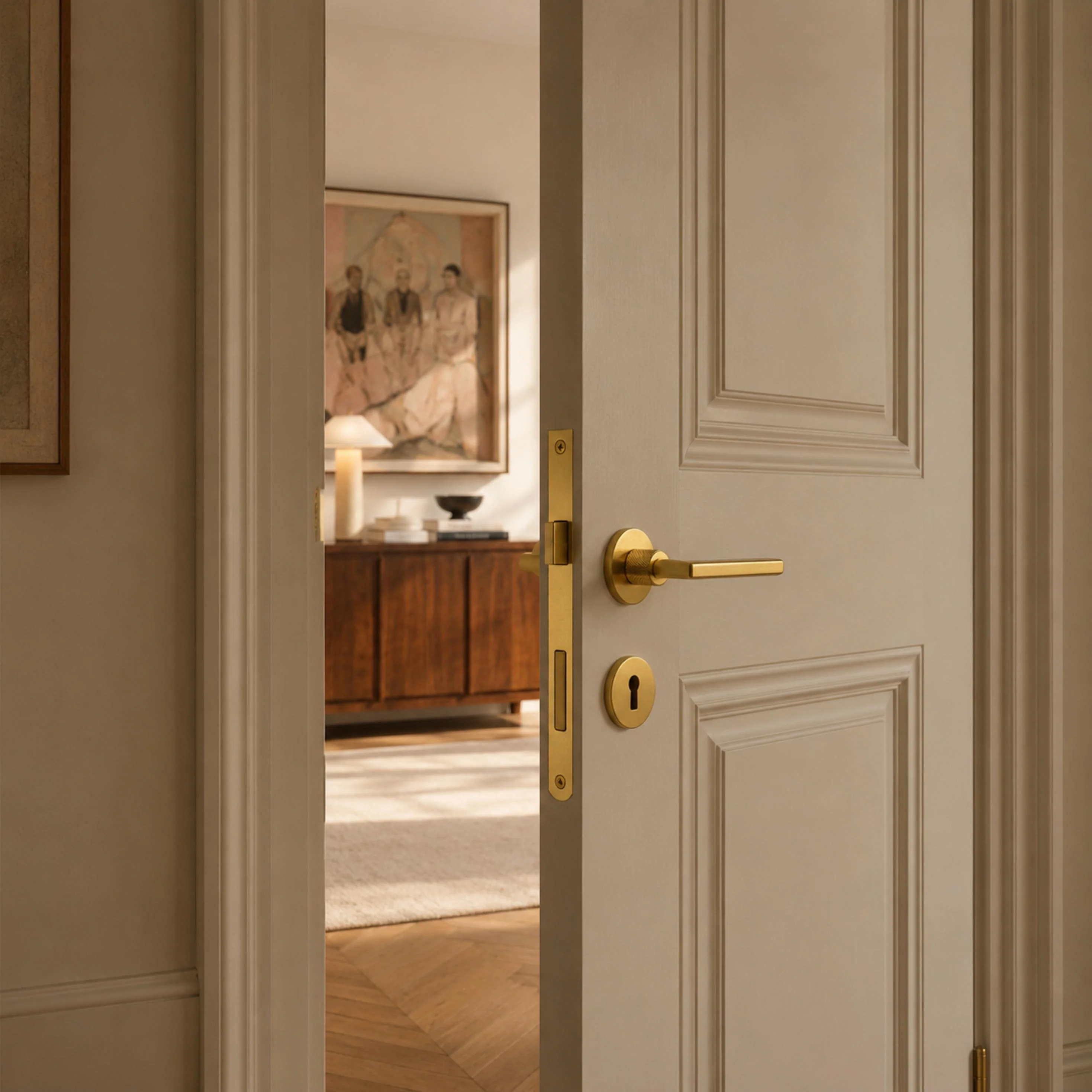 Stylish Ergonomic Brass Door Handle Set in Matte Black Finish - Image 16