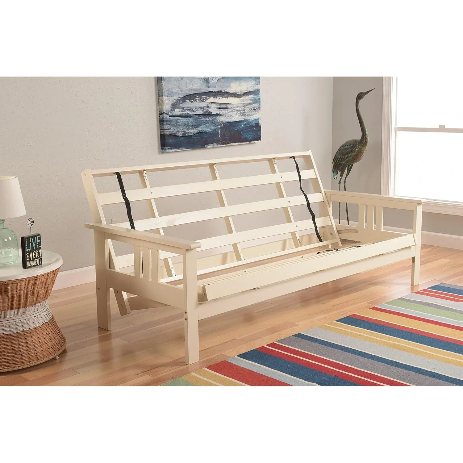 Homestock African Artifacts Full Size Futon Frame Set with Mattress, Easily Converts to Bed, Versatile Design Futon Frame for All Spaces, 33"H x 79"L x 37"D-Color:Linen Charcoal,Size:Barbados - Image 43