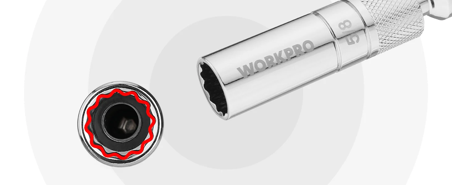 Metal tool head with a black socket and red outline, showing innovation and quality in a high-quality design