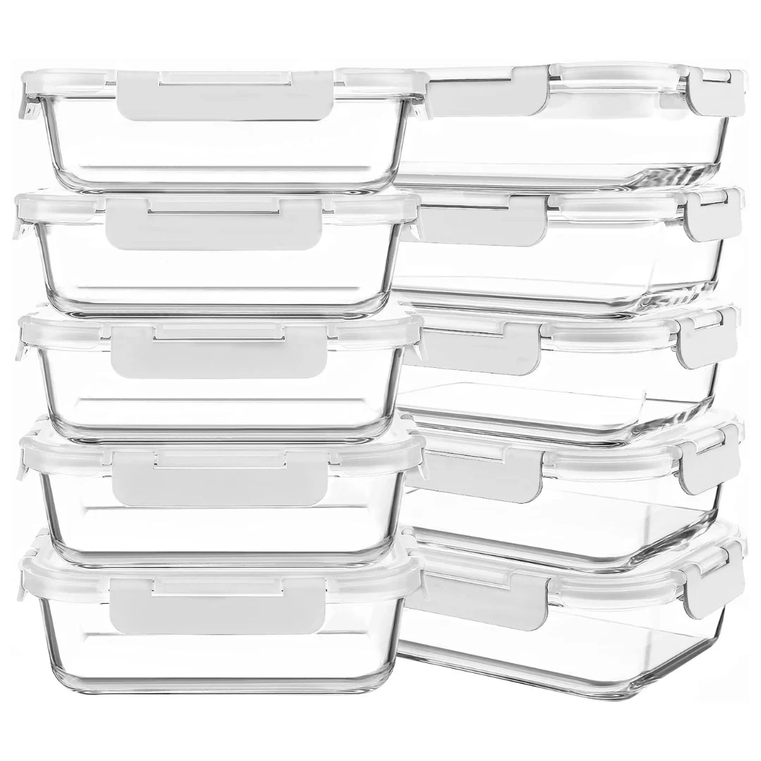 Food Storage Glass Containers with Lids for Meal Preparation and Heating - Image 4
