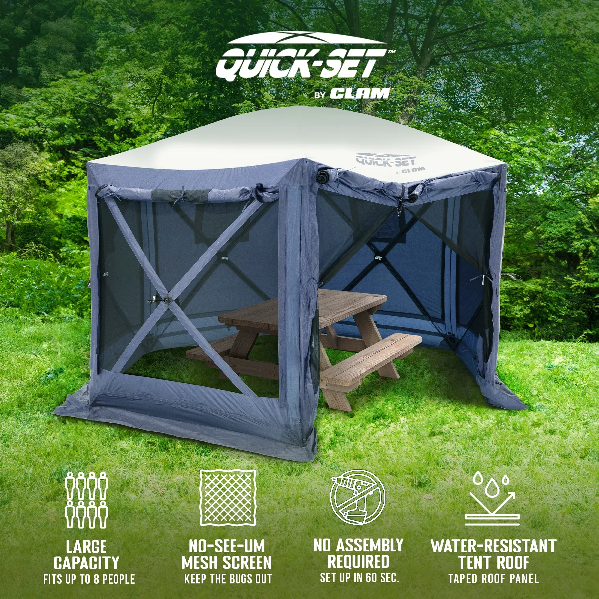 CLAM Quick-Set Pavilion 12.5 x 12.5' Portable Outdoor Canopy Shelter, Green - Image 30