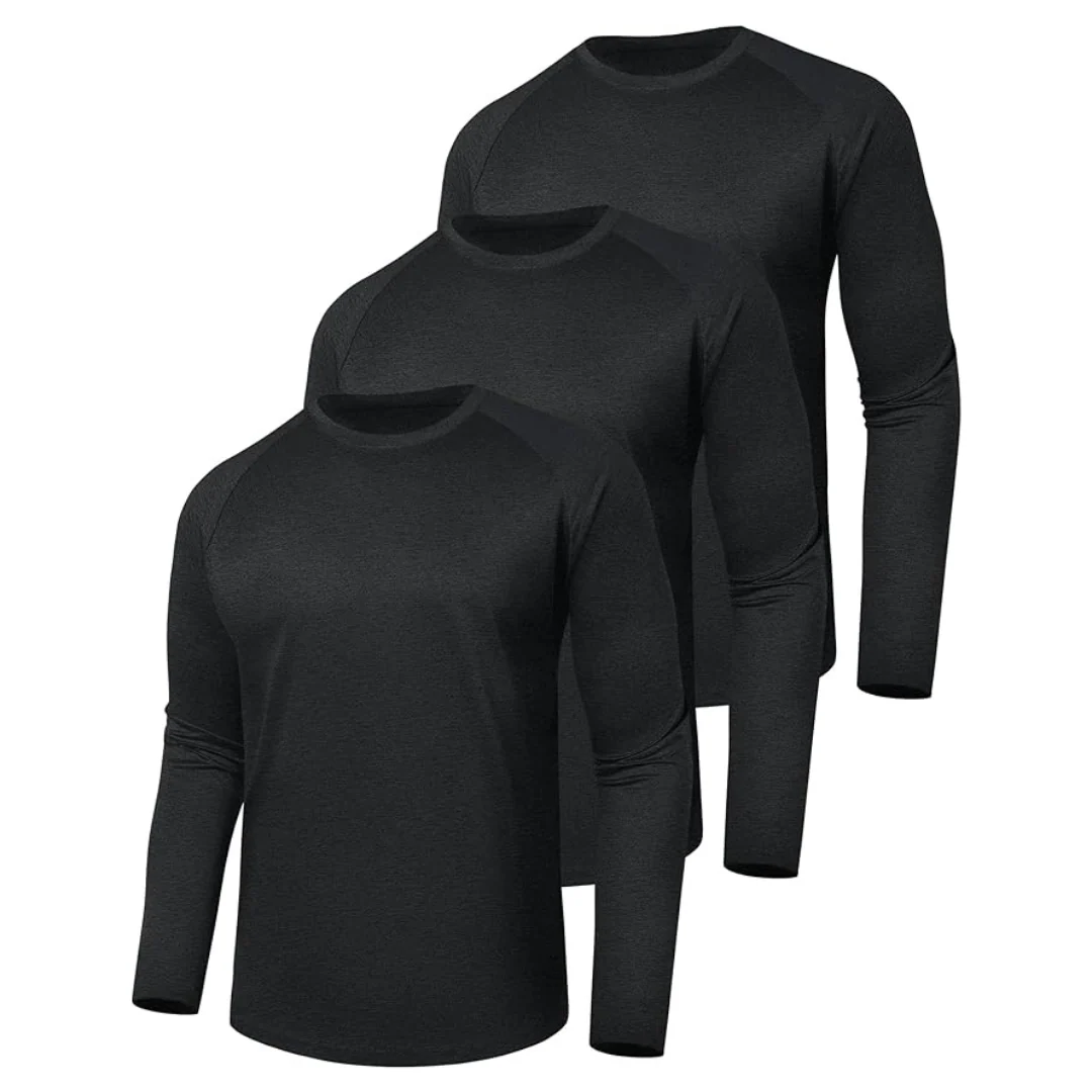 3-Pack of Long Sleeve Shirts for Men, Stretchy Quick-Dry Material - Image 3