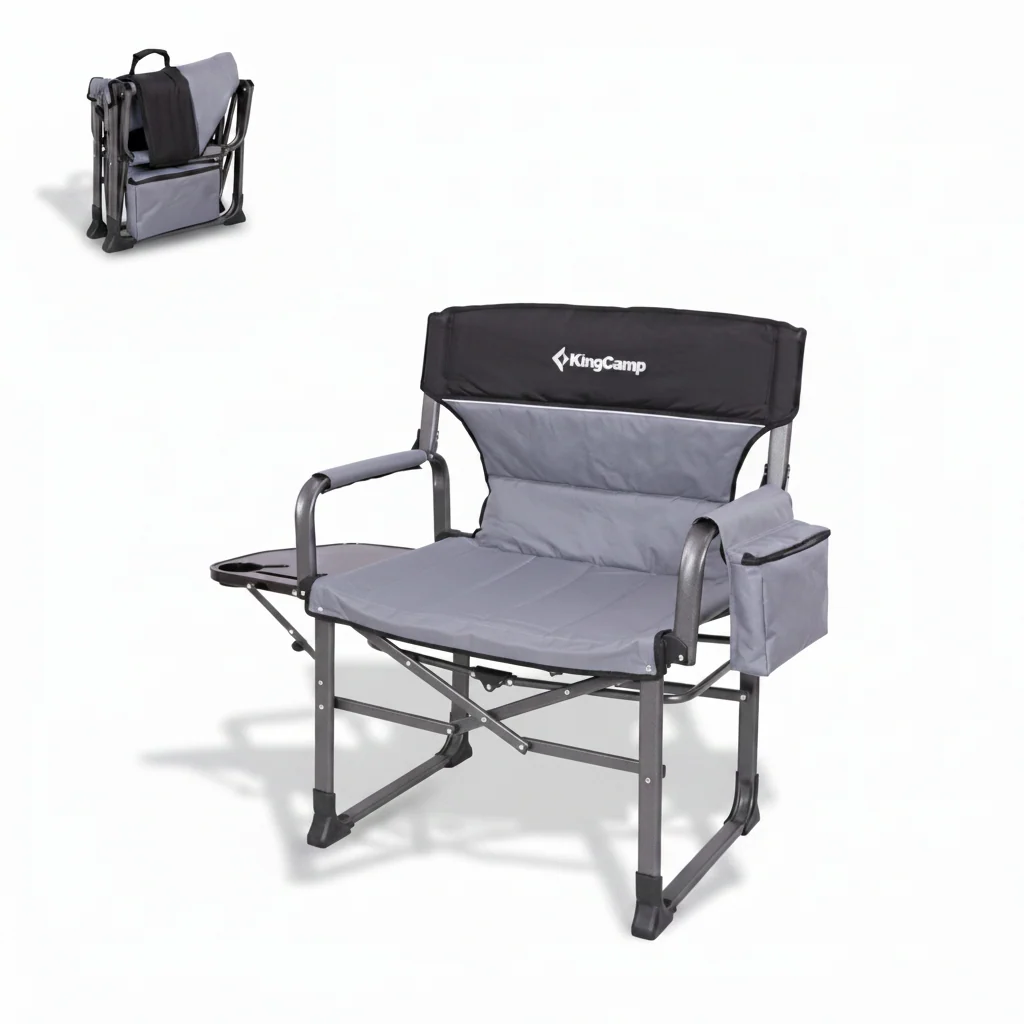 KingCamp XXL Folding Padded Director's Chair with Side Table